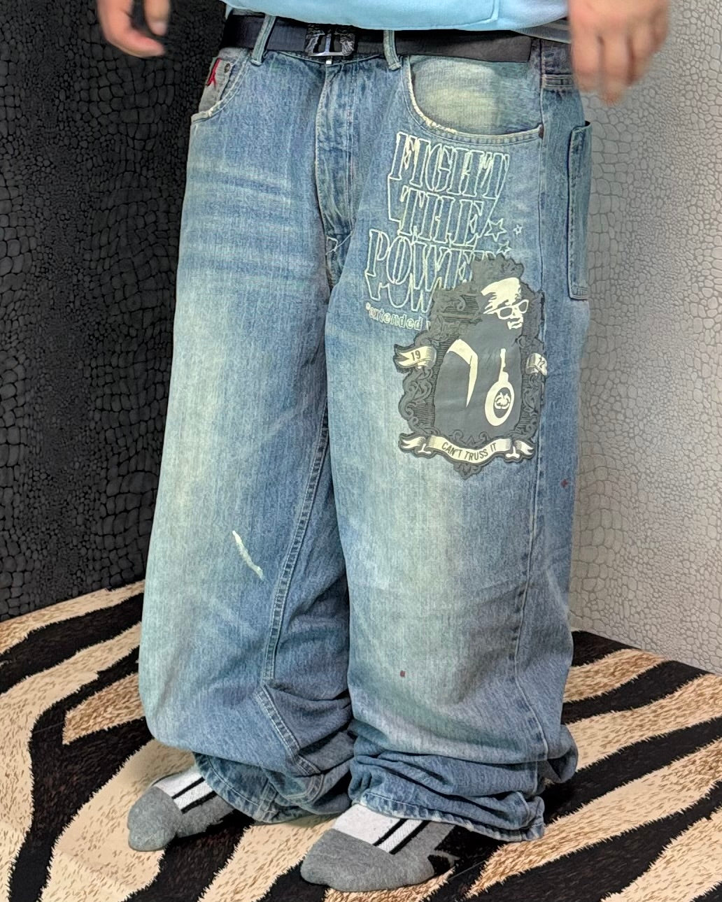 [V0942] Vintage y2k / 2000s Ecko blaue baggy jeans (Fight The Power)