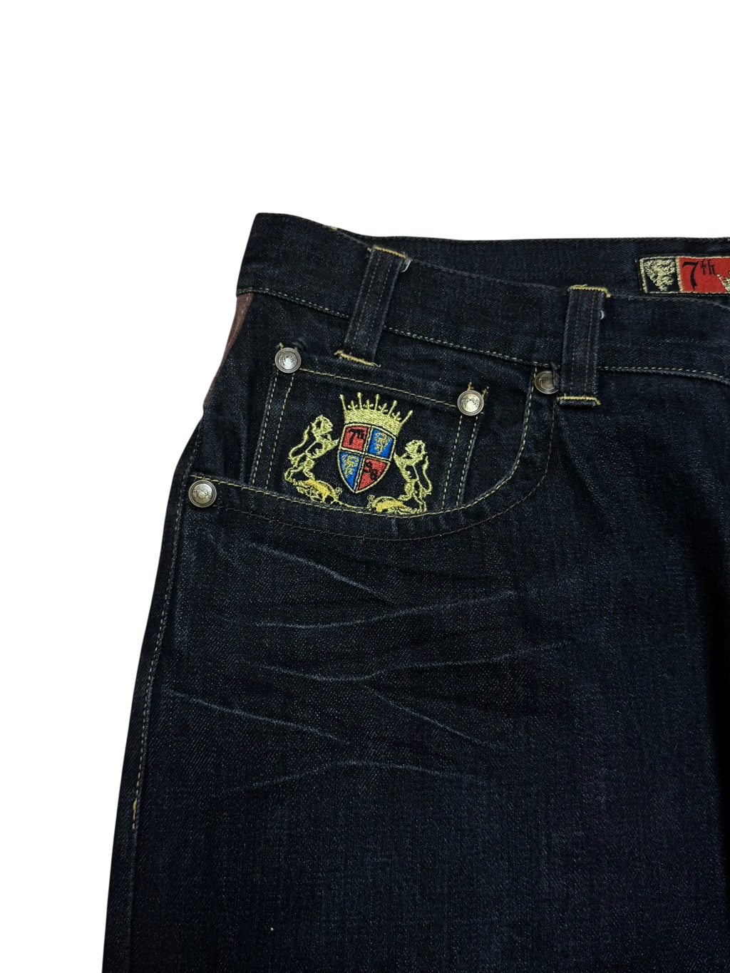 [V0851de] Vintage y2k 7th38 schwarze baggy jeans
