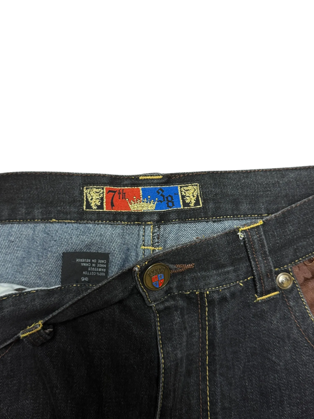 [V0851de] Vintage y2k 7th38 schwarze baggy jeans