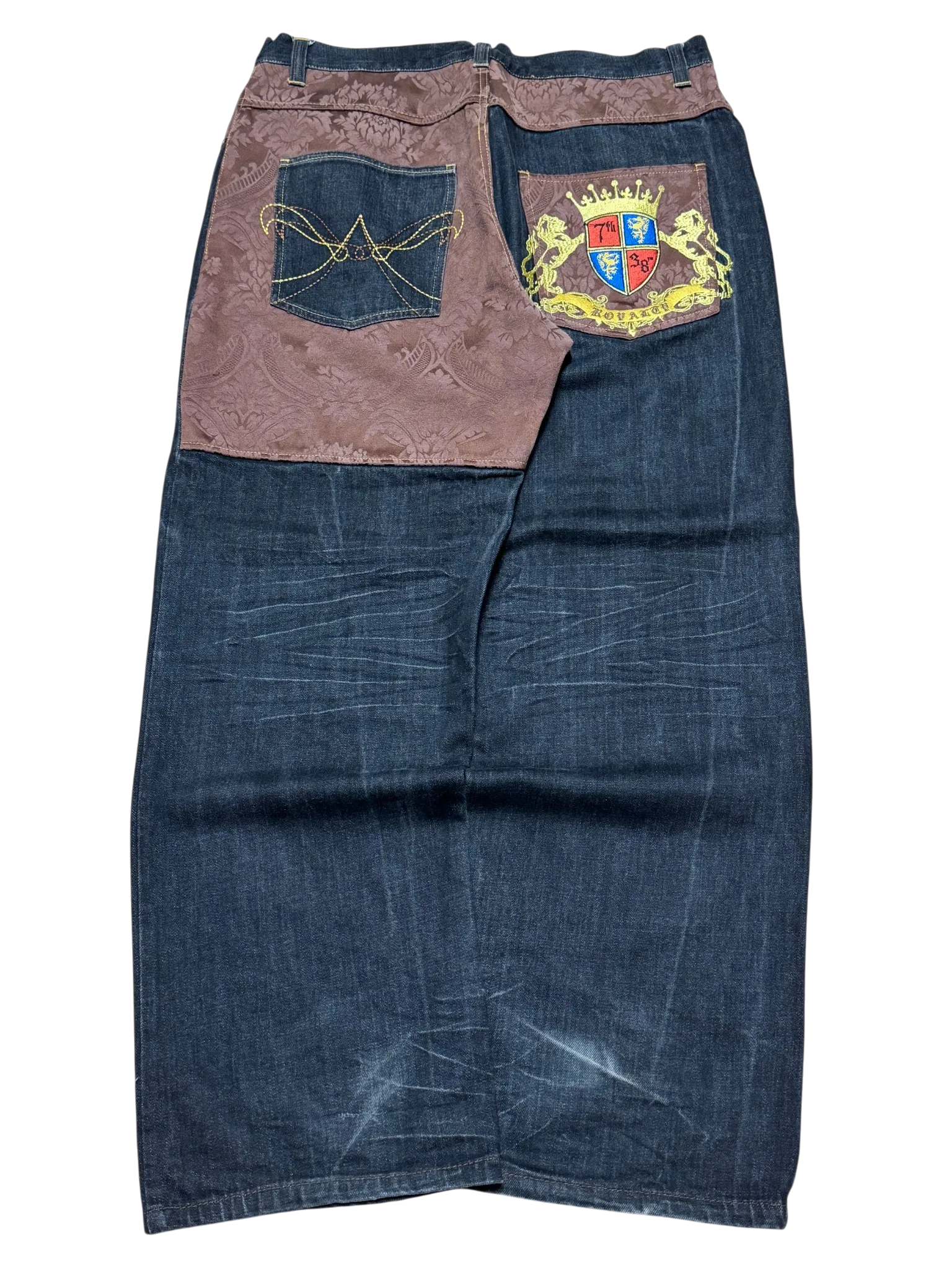 [V0851de] Vintage y2k 7th38 schwarze baggy jeans