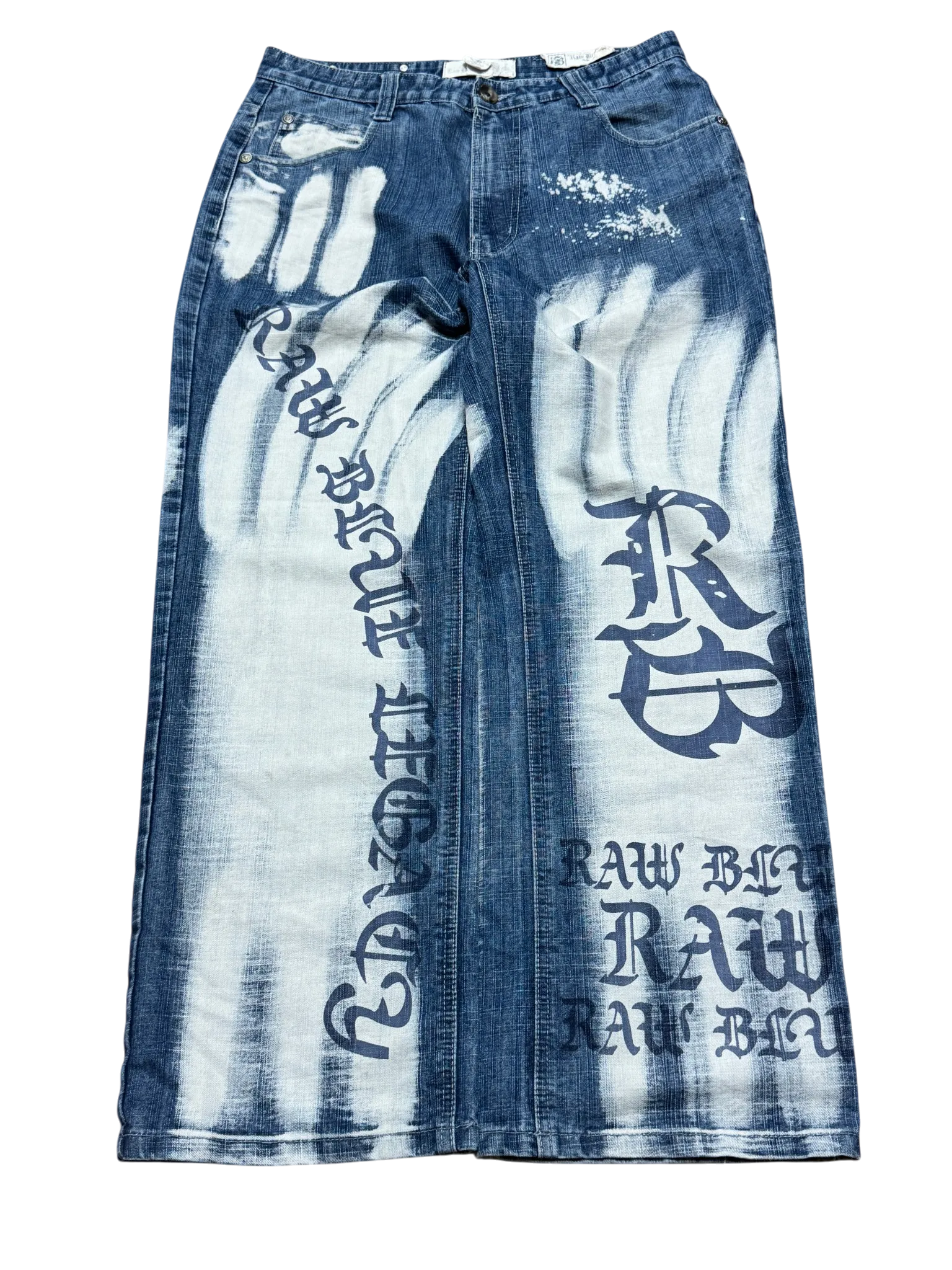 [V0830de] Vintage y2k Raw Blue blaue baggy jeans