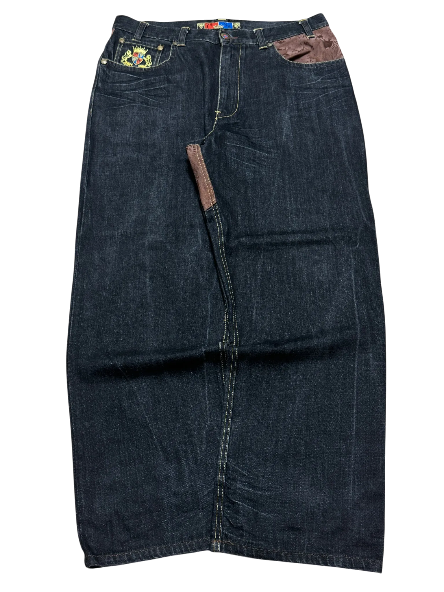 [V0851de] Vintage y2k 7th38 schwarze baggy jeans