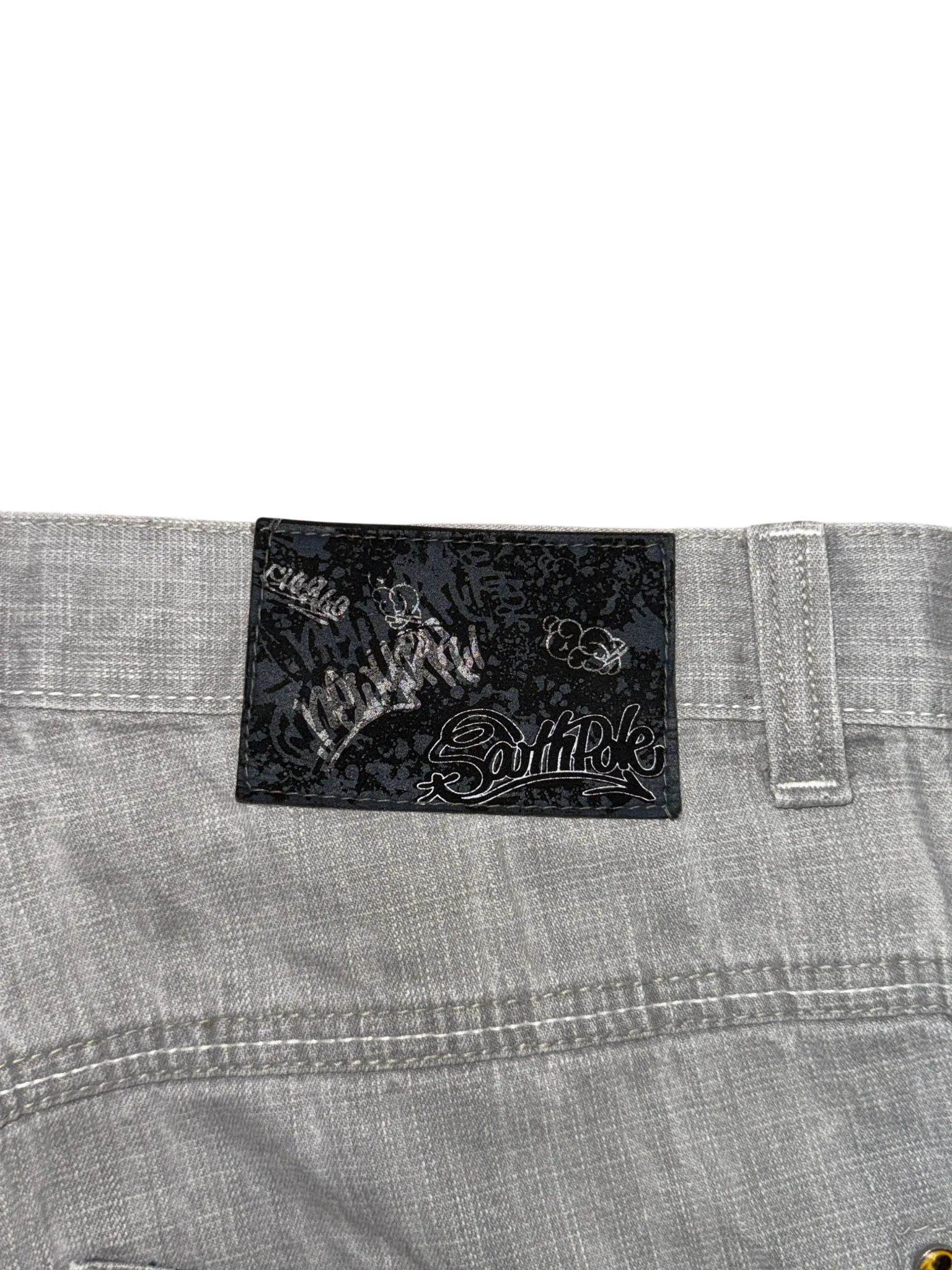 [V0888de] Vintage y2k Southpole graue baggy jeans (Paint Splatter)