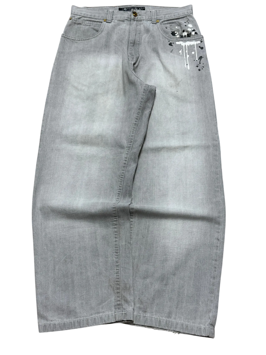 [V0888de] Vintage y2k Southpole graue baggy jeans (Paint Splatter)