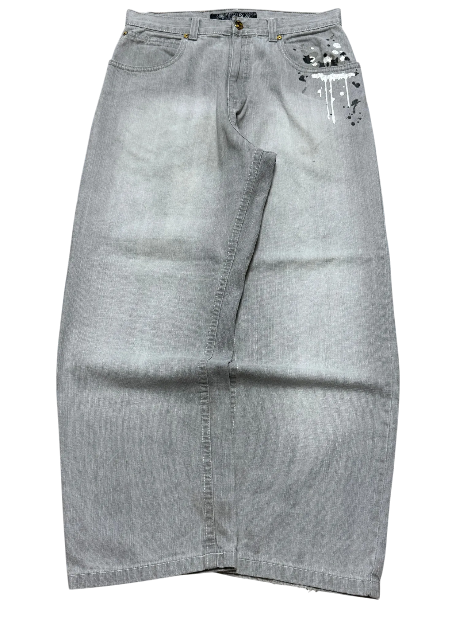 [V0888de] Vintage y2k Southpole graue baggy jeans (Paint Splatter)