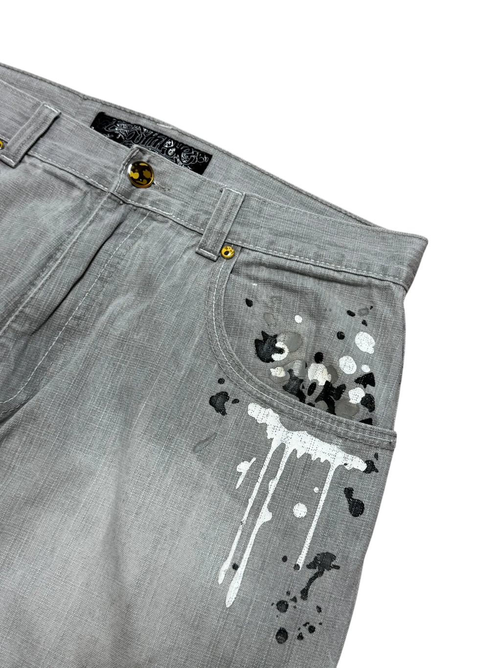 [V0888de] Vintage y2k Southpole graue baggy jeans (Paint Splatter)