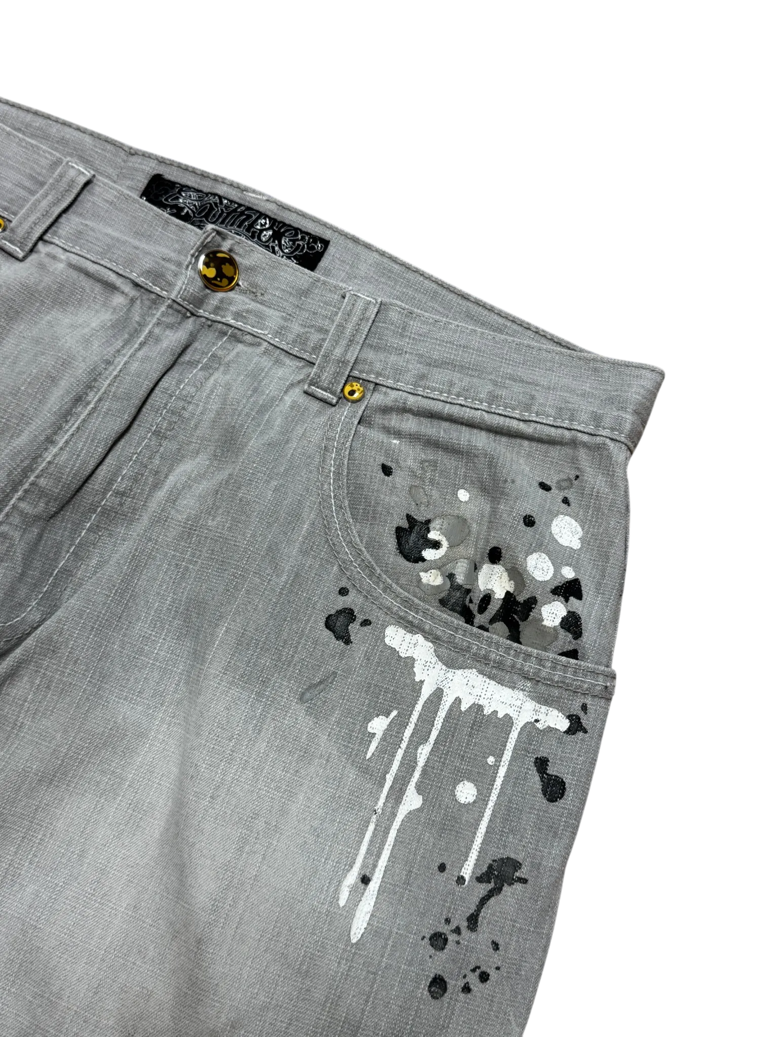 [V0888de] Vintage y2k Southpole graue baggy jeans (Paint Splatter)