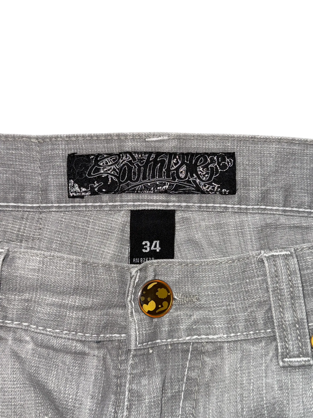 [V0888de] Vintage y2k Southpole graue baggy jeans (Paint Splatter)