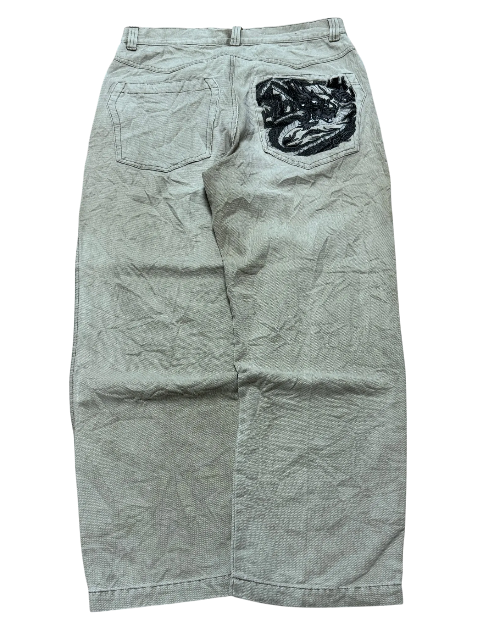 [V0676] Vintage y2k nz beige straight jeans