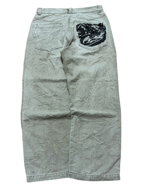 [V0676] Vintage y2k nz beige straight jeans