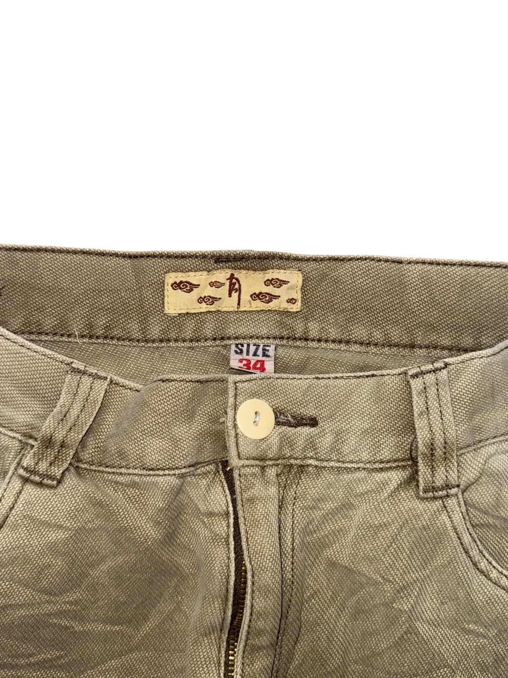 [V0676] Vintage y2k nz beige straight jeans