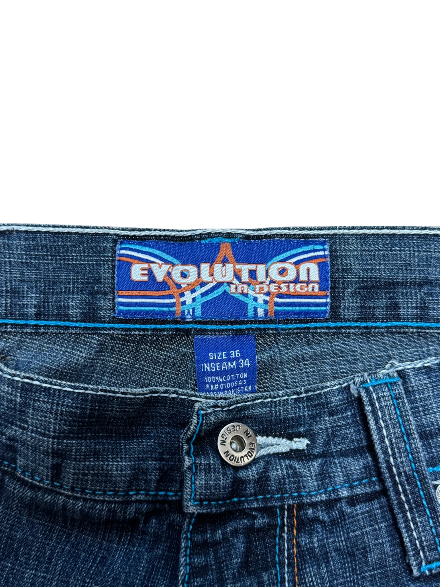 [V0730] Vintage y2k Evolution blaue baggy jeans