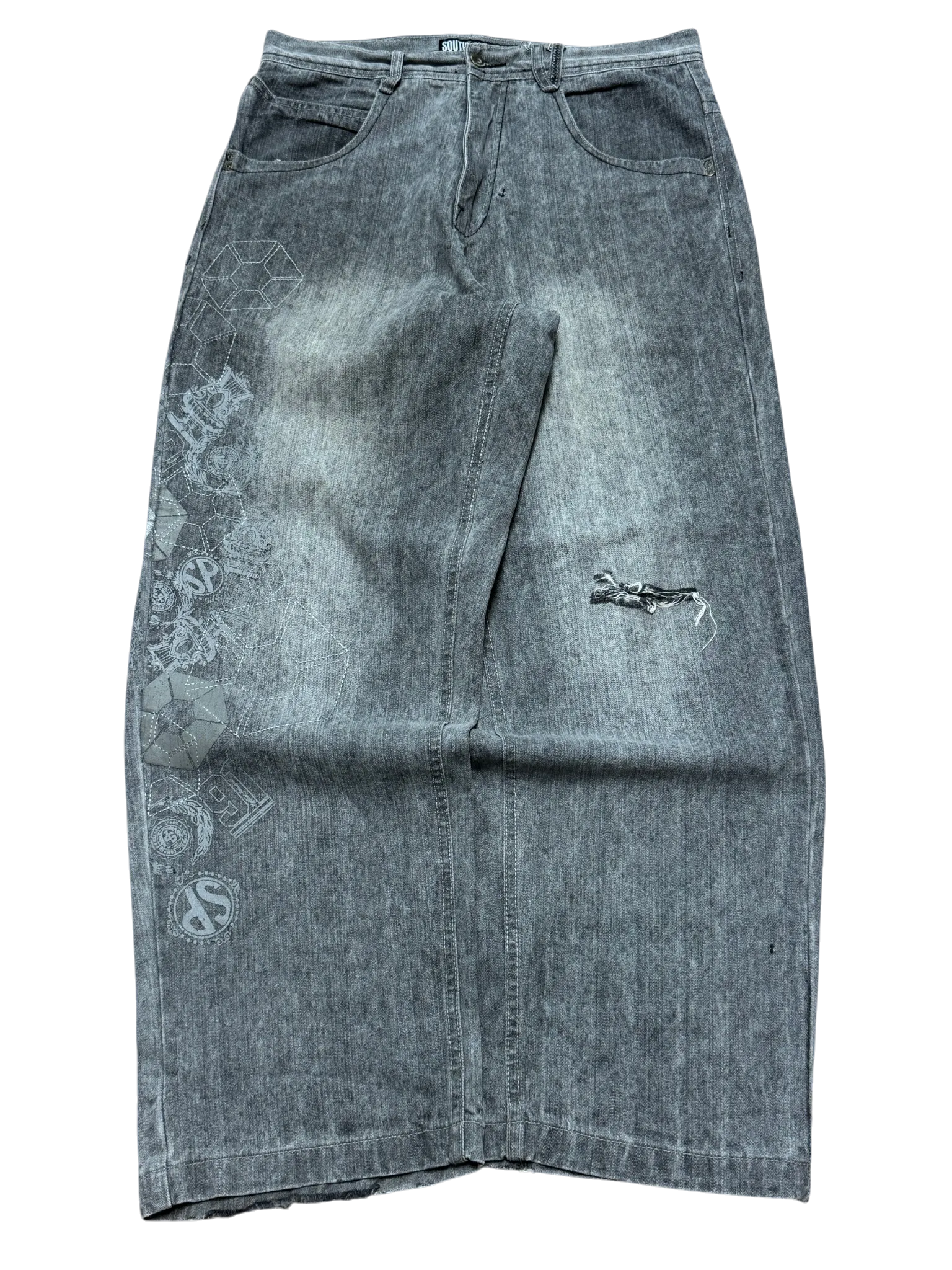 [V0889de] Vintage y2k Southpole graue baggy jeans