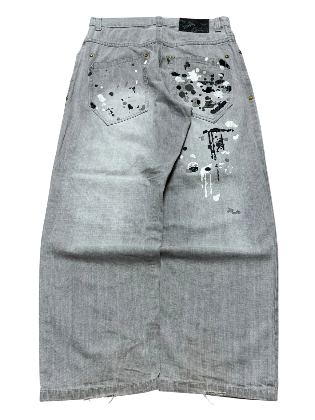 [V0888de] Vintage y2k Southpole graue baggy jeans (Paint Splatter)