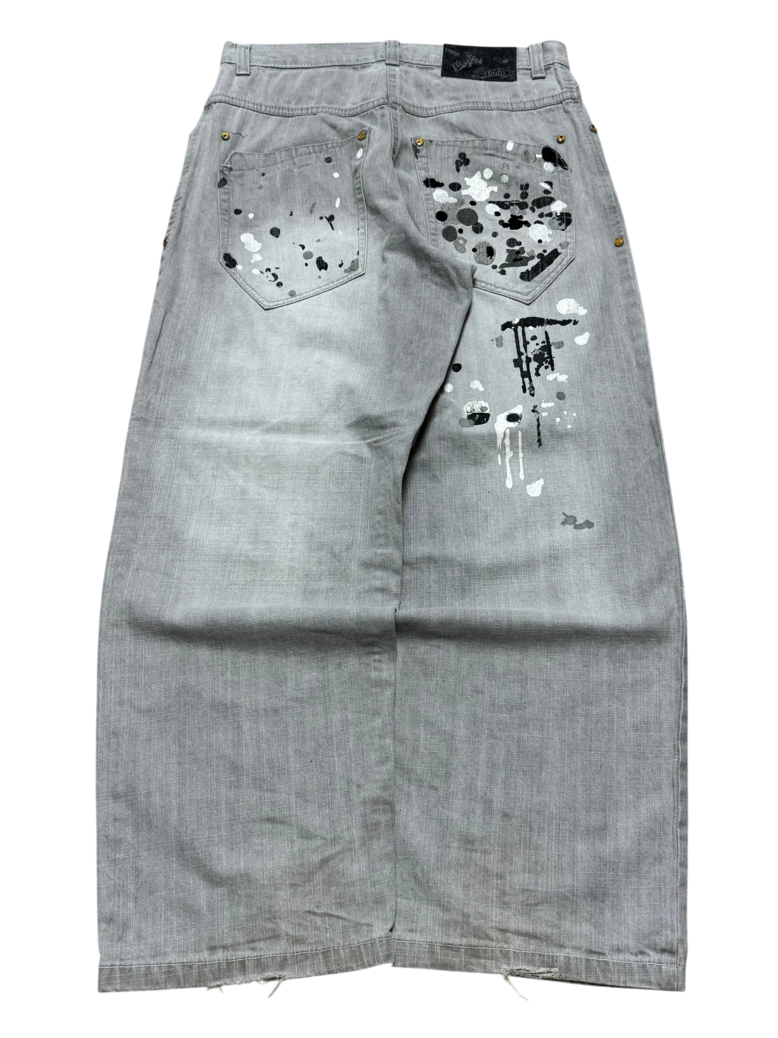 [V0888de] Vintage y2k Southpole graue baggy jeans (Paint Splatter)