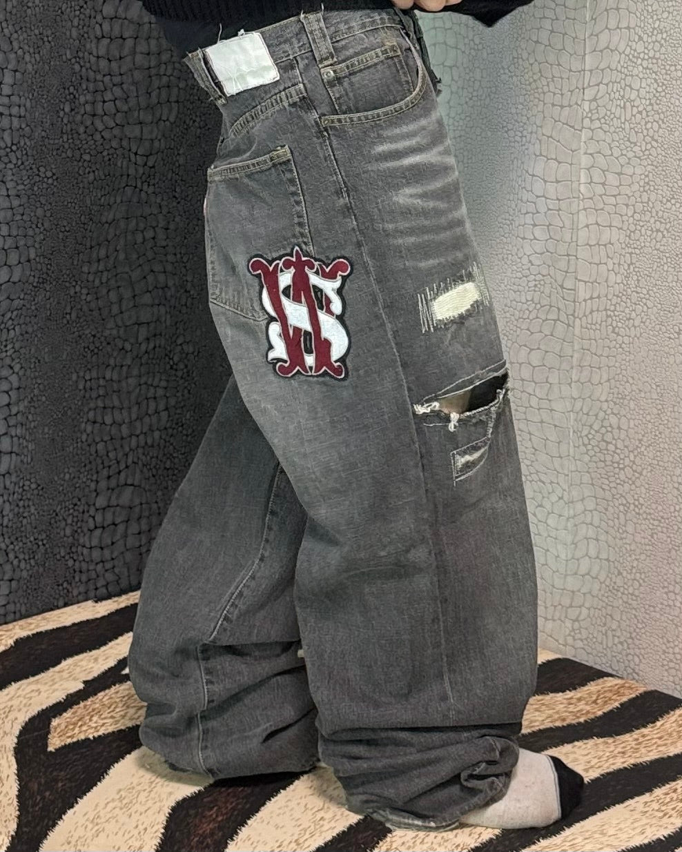 [V0907] Vintage y2k / 2000s Swagger graue baggy jeans