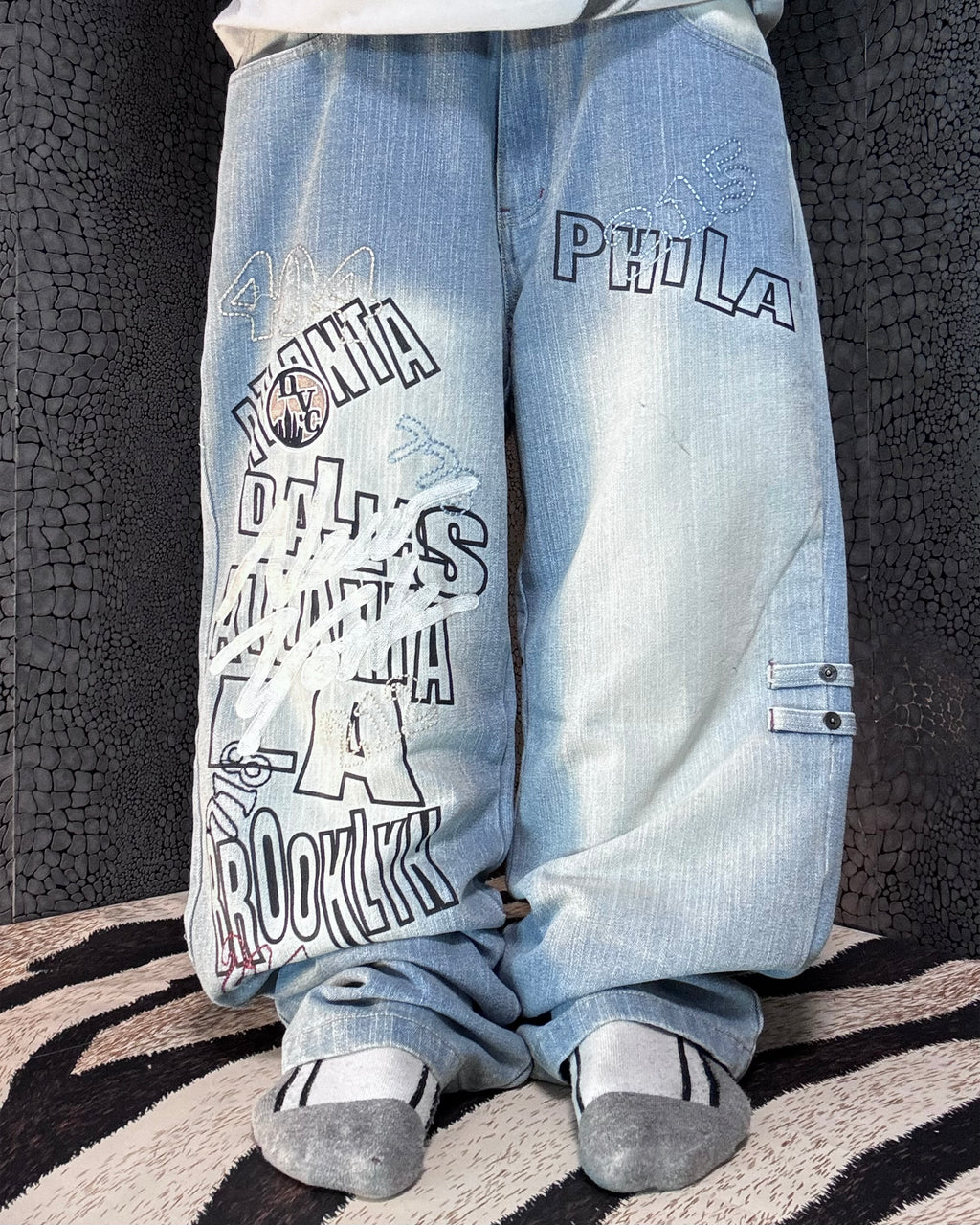 [V0844] Vintage y2k Hoodboyz blaue baggy jeans
