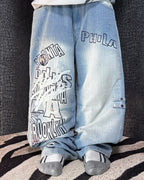 [V0844] Vintage y2k Hoodboyz blaue baggy jeans