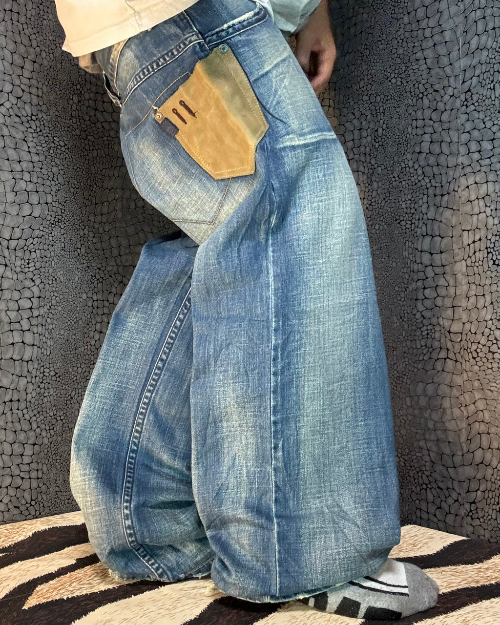 [V0678] Vintage y2k vintage hwan blaue baggy jeans