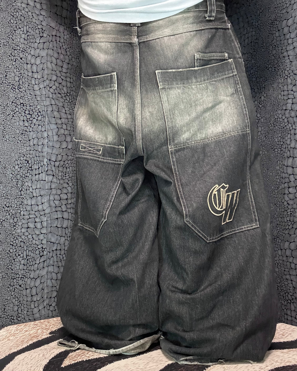 [V0908] Vintage y2k / 2000s like Bershka schwarze baggy skater jeans