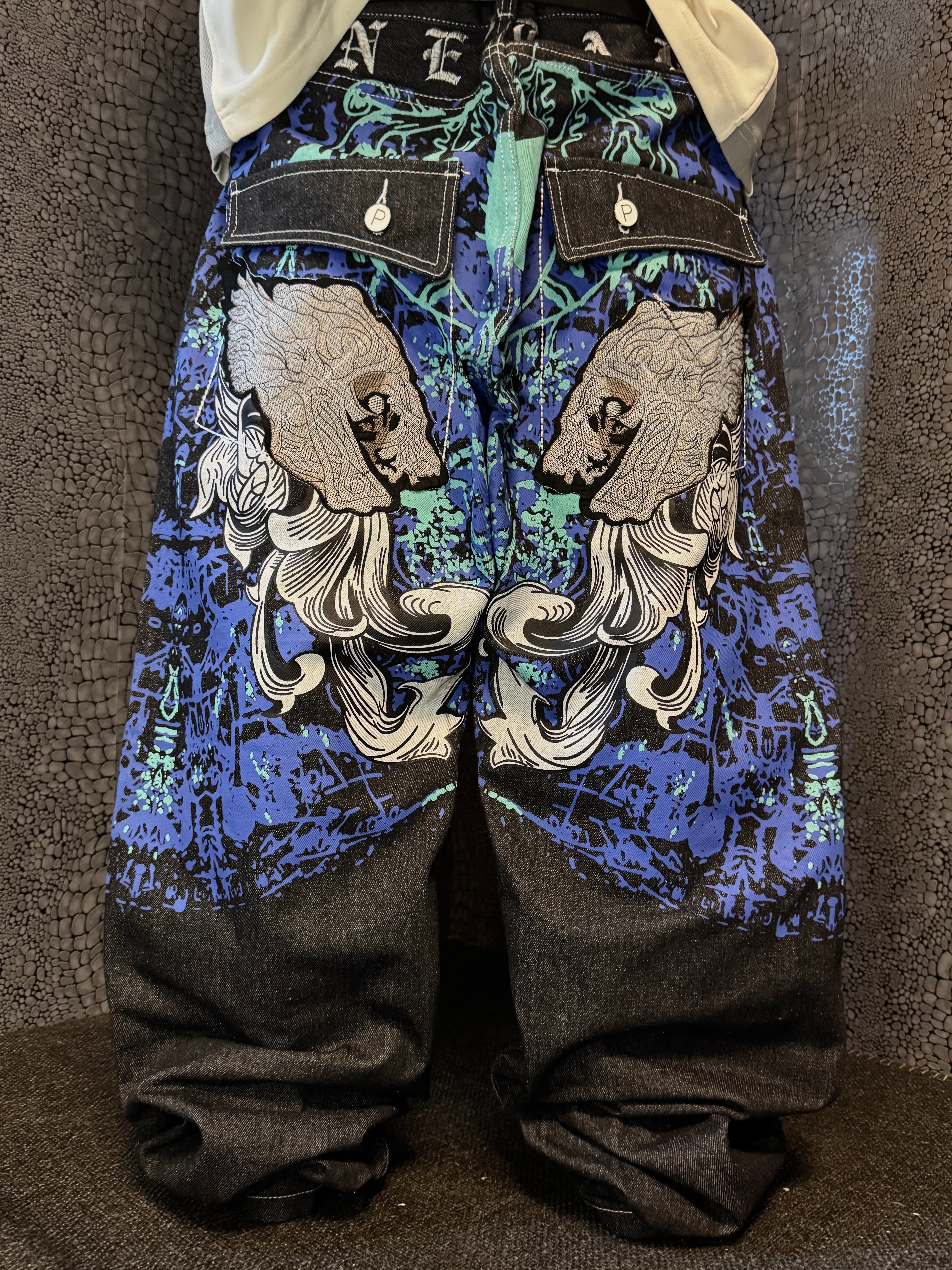 [V0823] Vintage y2k Pizoff schwarze baggy jeans (Money Talks)