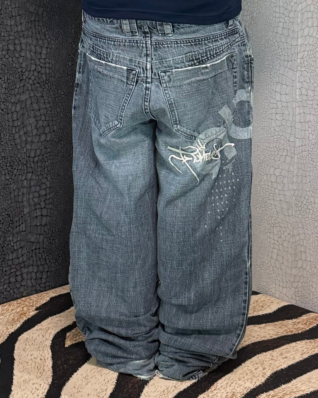 [V0901] Vintage y2k / 2000s Rumble blaue baggy jeans