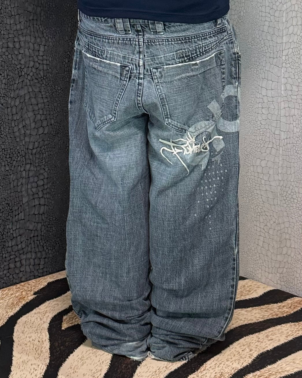 [V0901] Vintage y2k / 2000s Rumble blaue baggy jeans