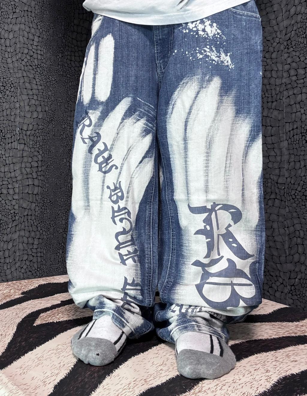 [V0830de] Vintage y2k Raw Blue blaue baggy jeans