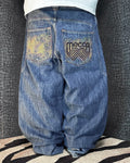 [V0961de] Vintage y2k Mecca marineblaue baggy jeans