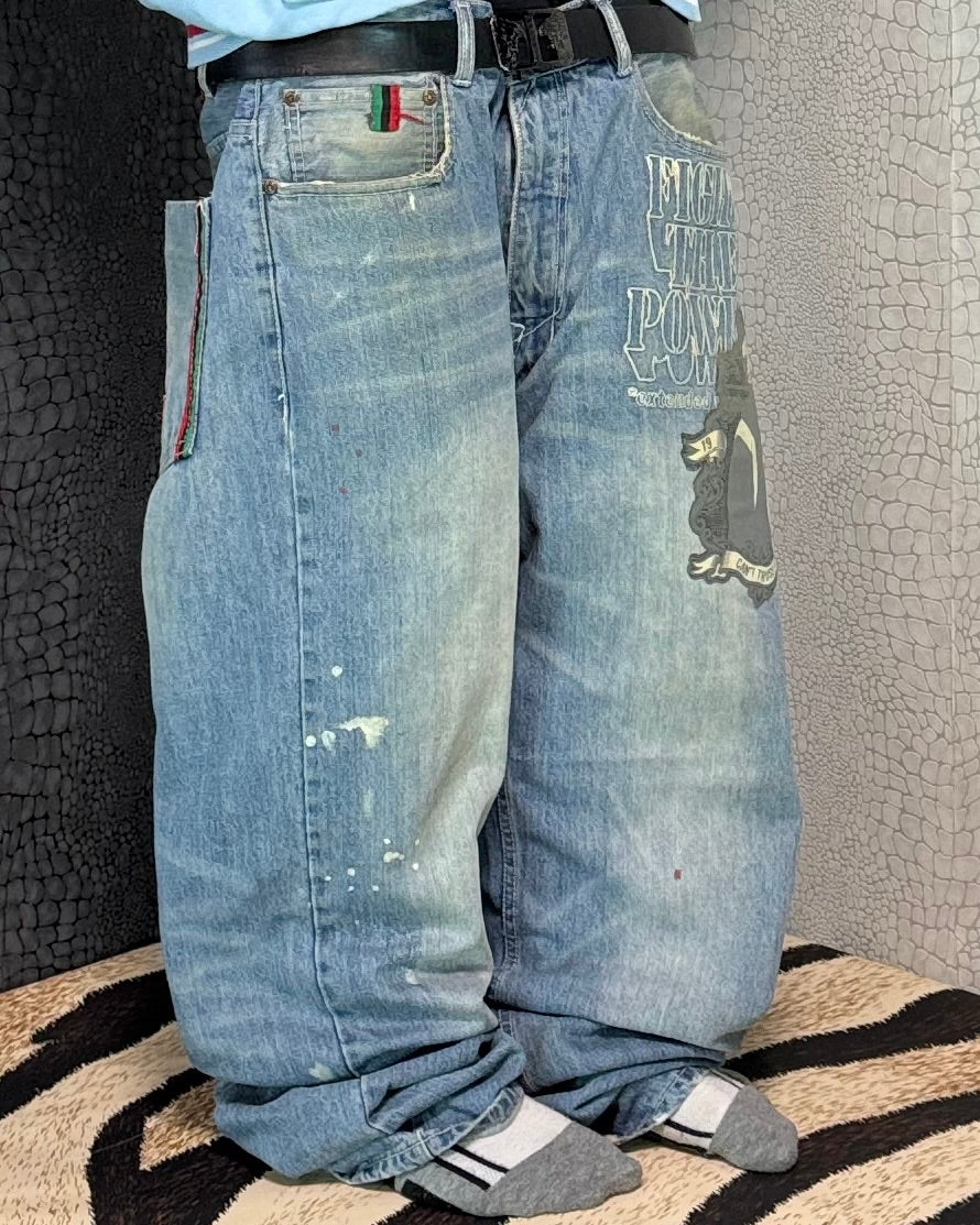 [V0942] Vintage y2k / 2000s Ecko blaue baggy jeans (Fight The Power)