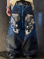 [V0857de] Vintage y2k Raw Blue blaue baggy jeans (Royal Estoc)