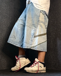 [V0131de] Vintage seltene Bullrot y2k / 2000s blaue baggy jeans shorts