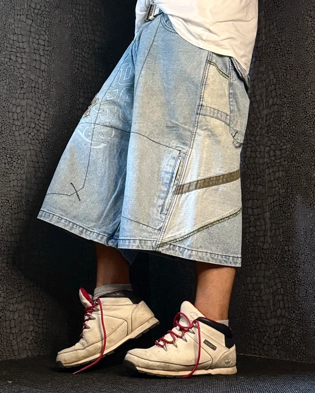 [V0131de] Vintage seltene Bullrot y2k / 2000s blaue baggy jeans shorts