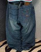 [V0949] Vintage y2k / 2000s Fubu blaue baggy jeans (Platinum Fubu)