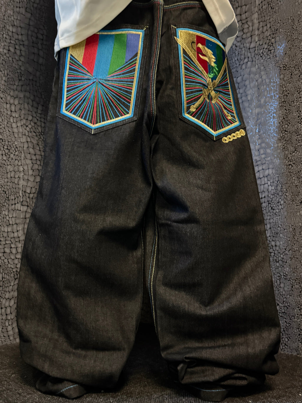 [V0862de] Vintage y2k Coogi schwarze baggy jeans