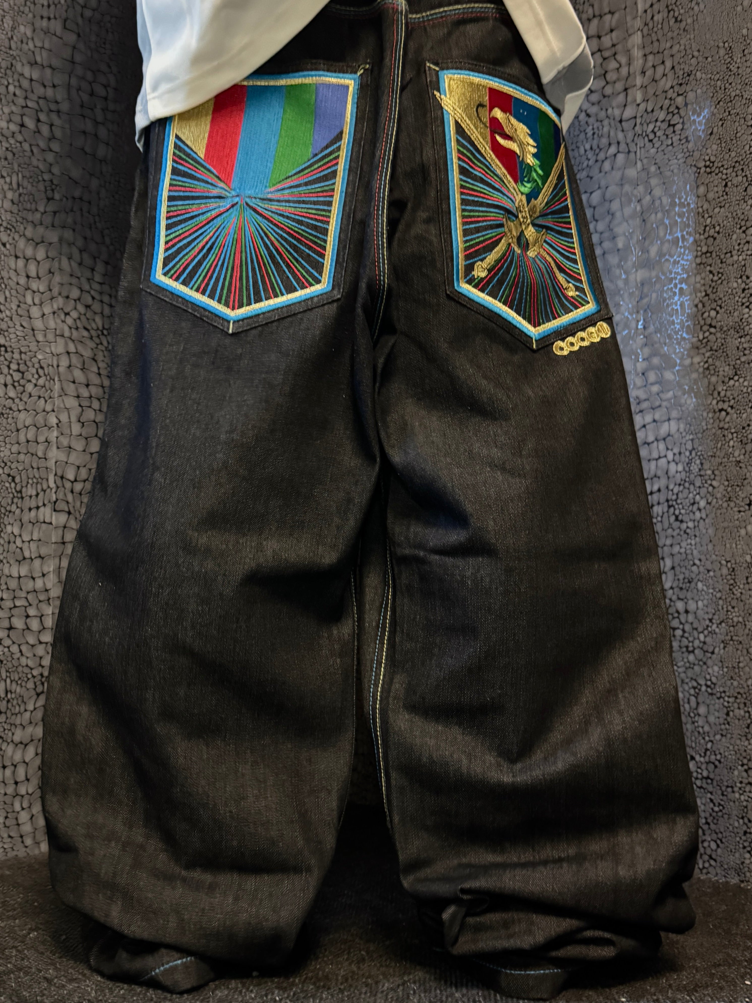 [V0862de] Vintage y2k Coogi schwarze baggy jeans