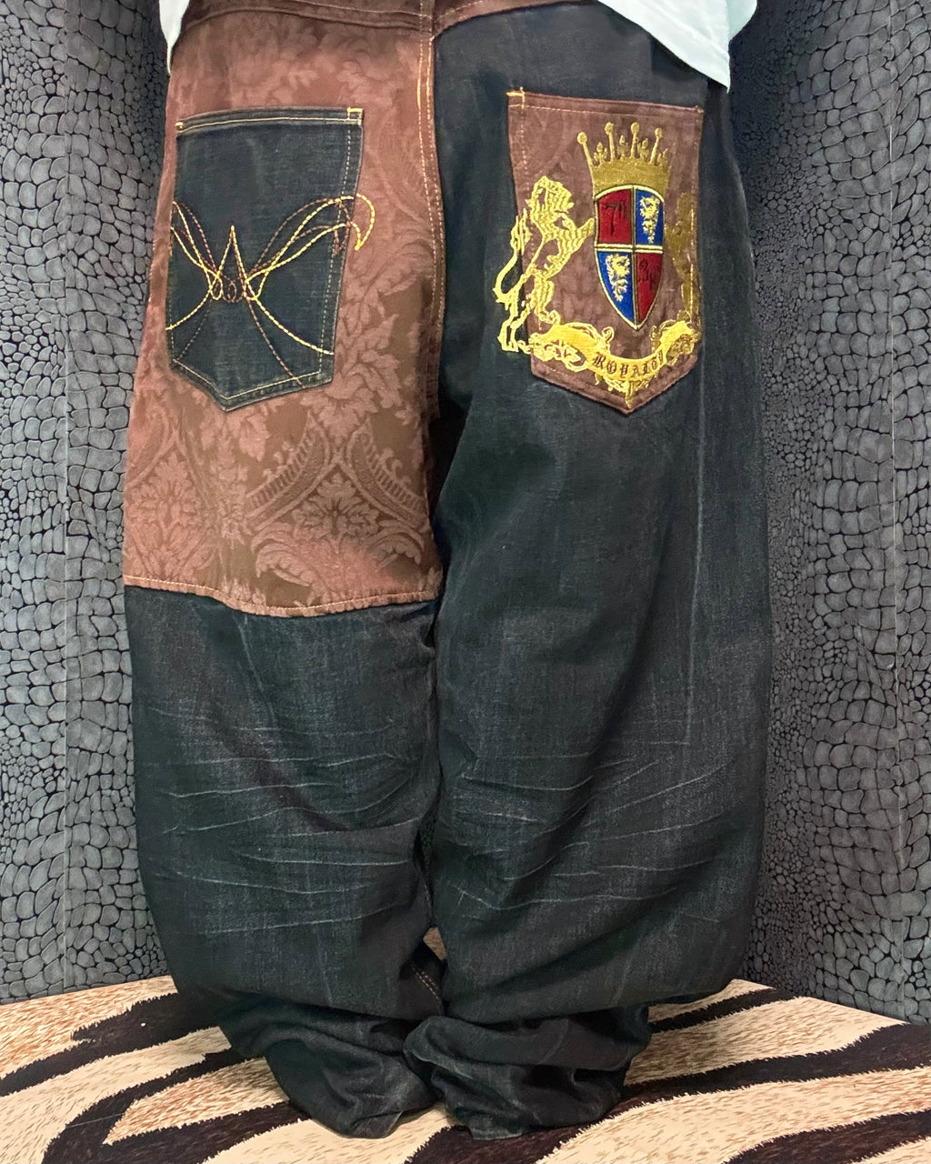 [V0851de] Vintage y2k 7th38 schwarze baggy jeans