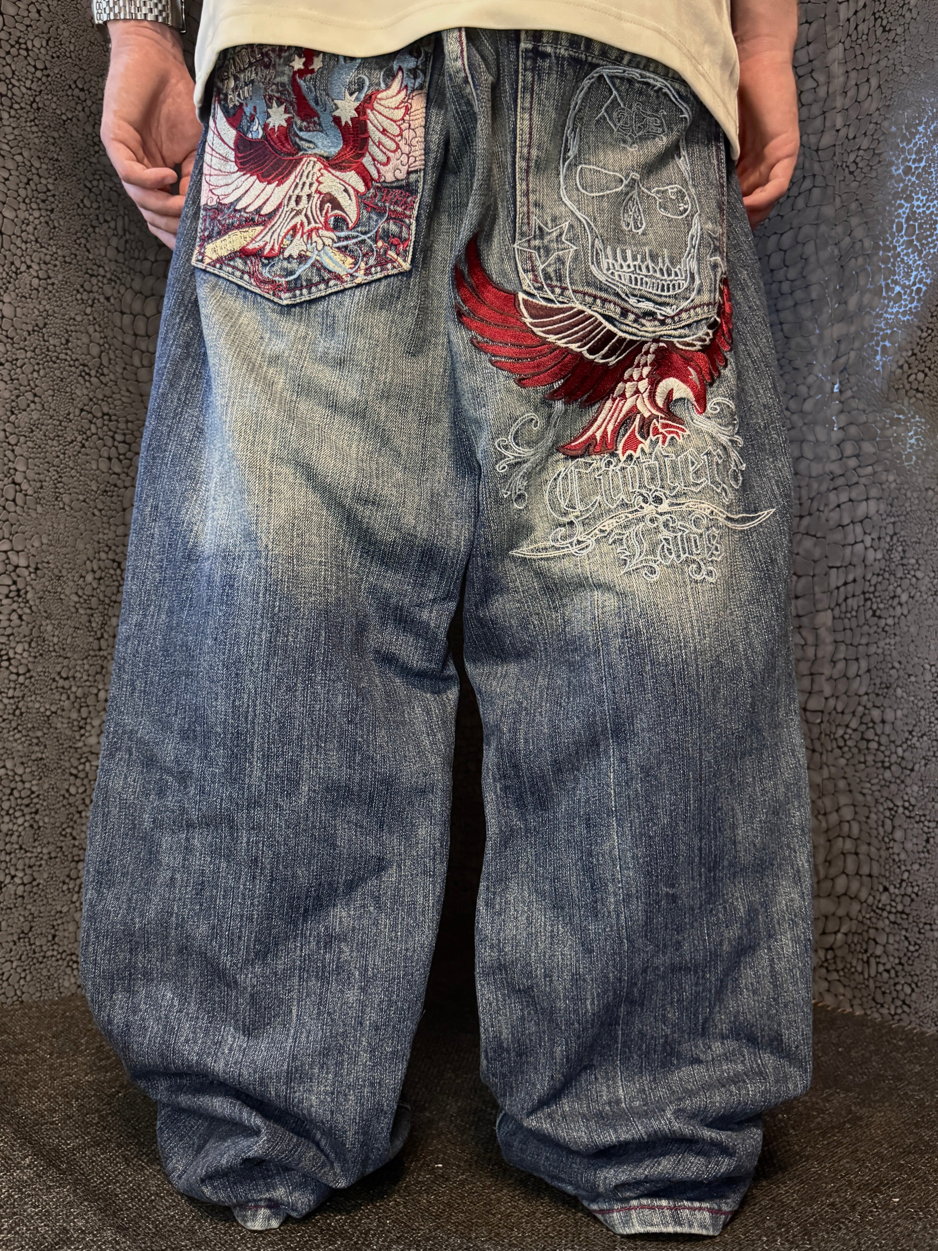 [V0860de] Vintage y2k Artful Dodger blaue baggy jeans