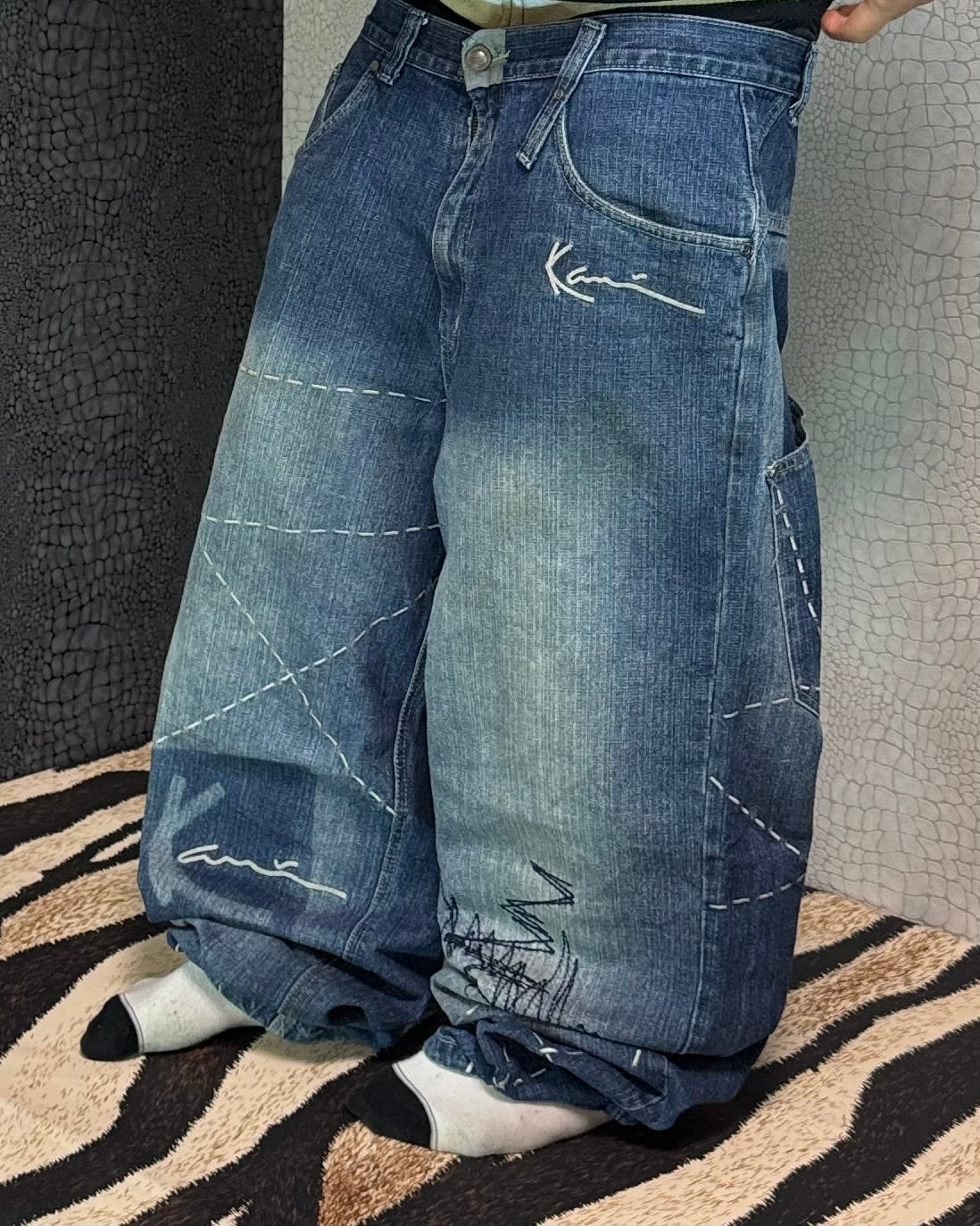 [V0941] Vintage y2k / 2000s Karl Kani blaue baggy jeans