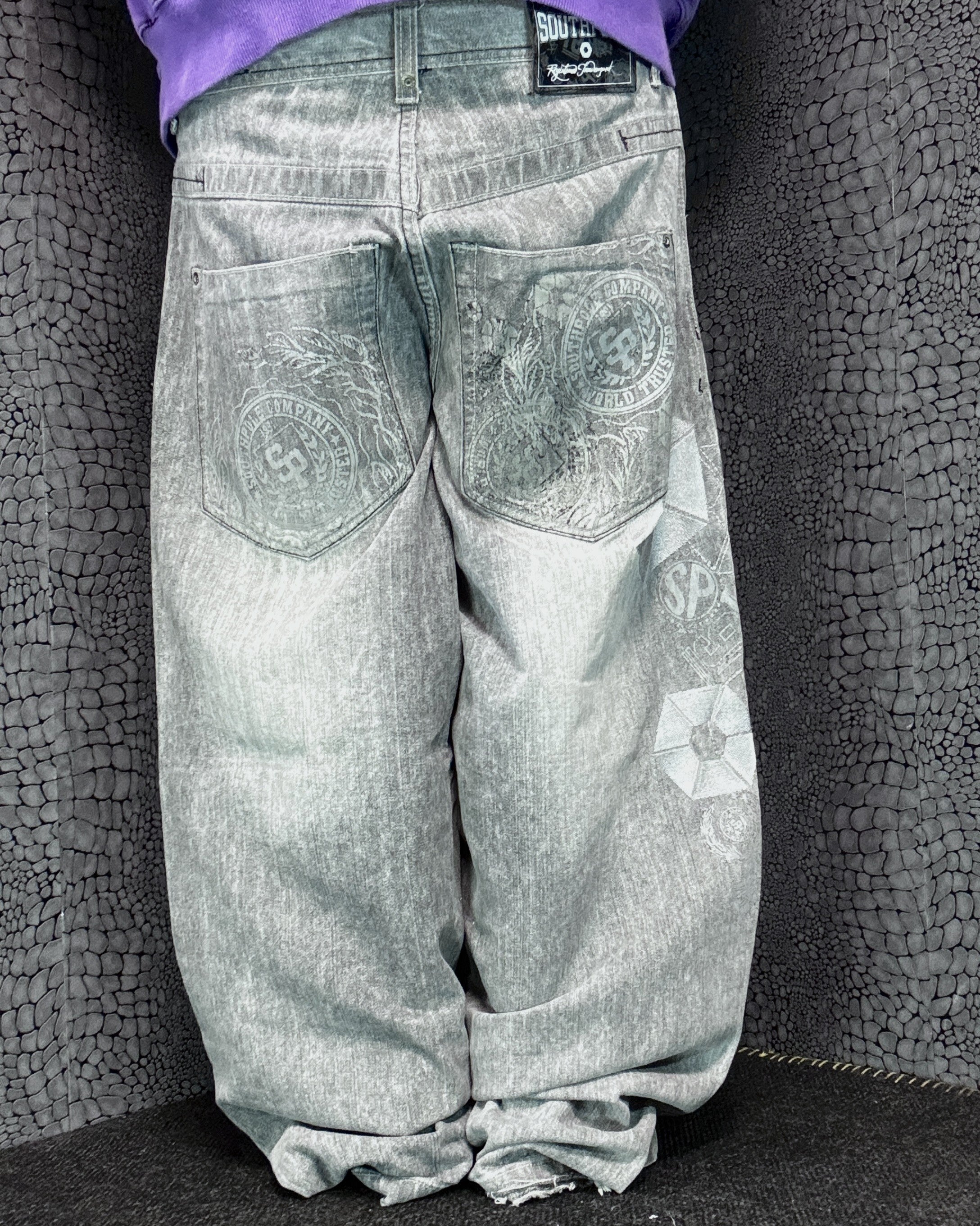 [V0889de] Vintage y2k Southpole graue baggy jeans