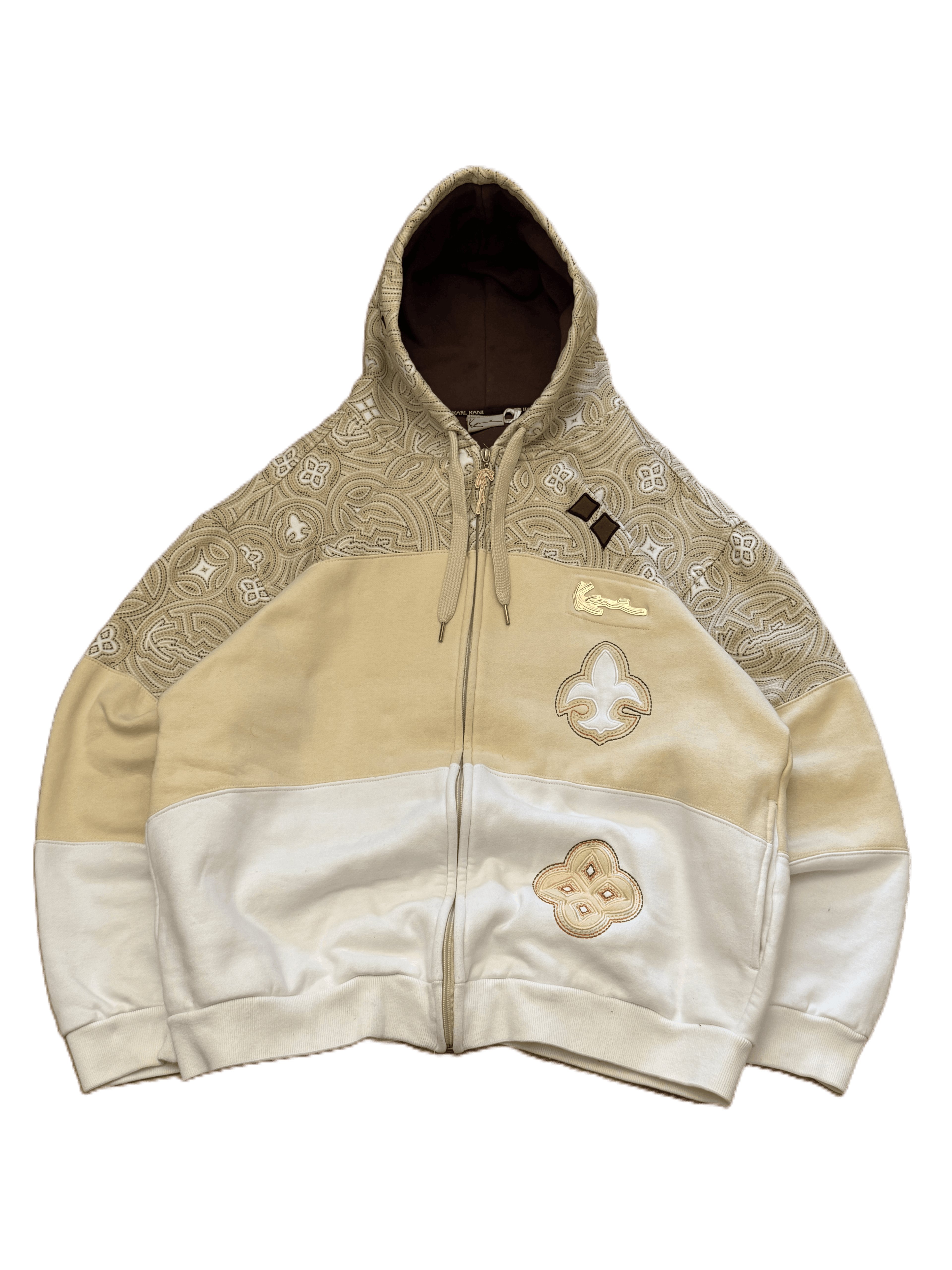 [V0883de] Vintage y2k Karl Kani weiß goldener Hoodie