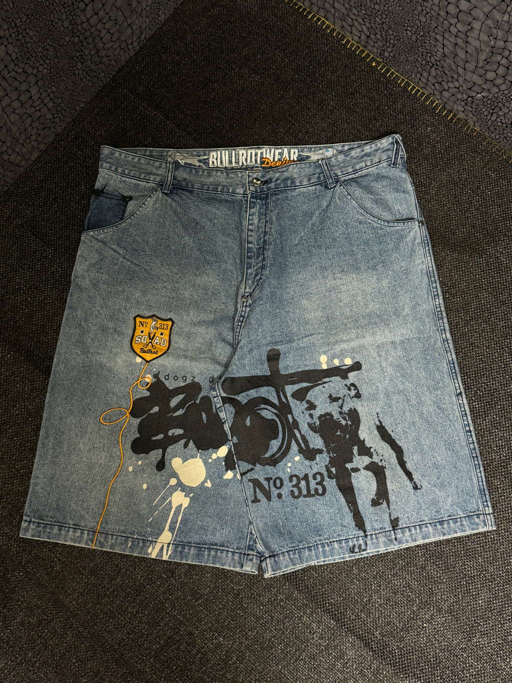[V0130de] Vintage seltene Bullrot y2k / 2000s blaue baggy jeans shorts