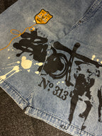 [V0130de] Vintage seltene Bullrot y2k / 2000s blaue baggy jeans shorts