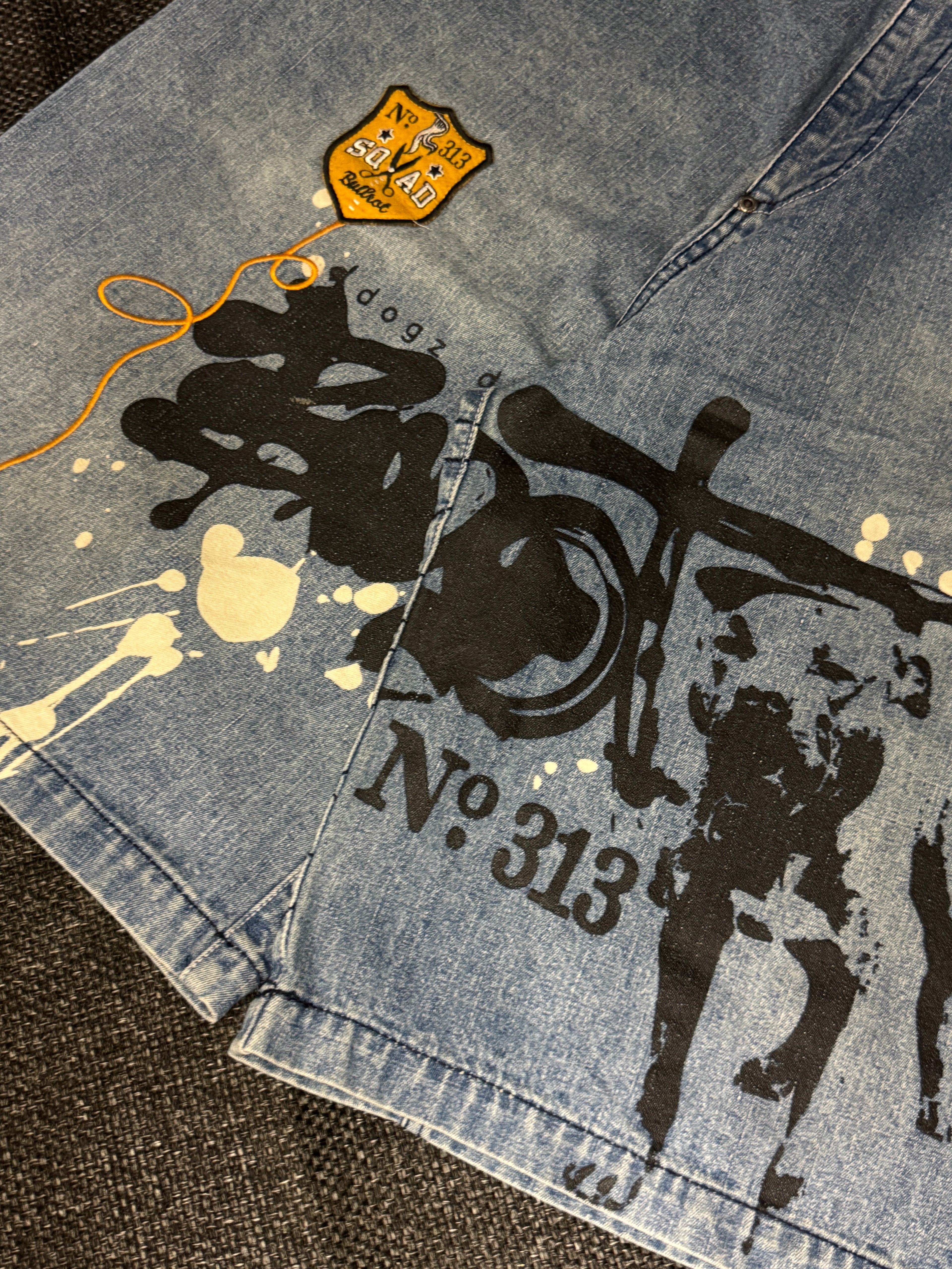 [V0130de] Vintage seltene Bullrot y2k / 2000s blaue baggy jeans shorts