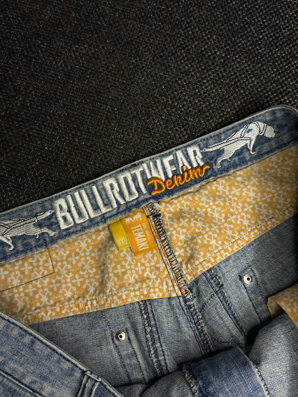 [V0130de] Vintage seltene Bullrot y2k / 2000s blaue baggy jeans shorts