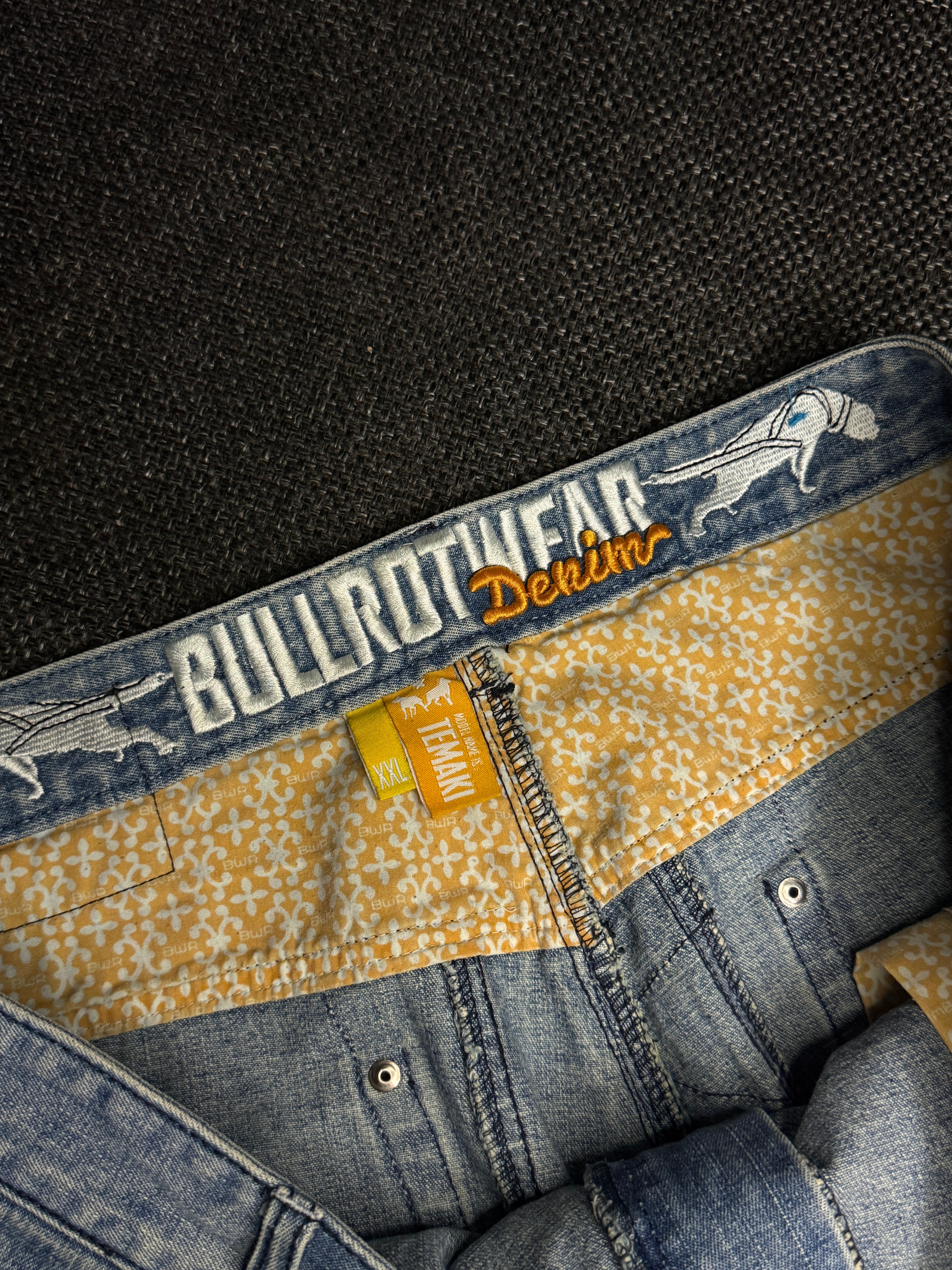 [V0130de] Vintage seltene Bullrot y2k / 2000s blaue baggy jeans shorts