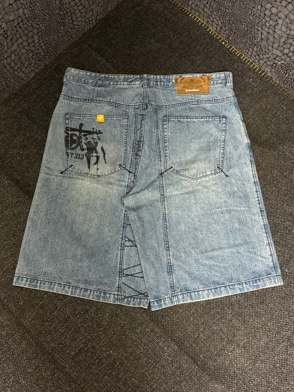[V0130de] Vintage seltene Bullrot y2k / 2000s blaue baggy jeans shorts