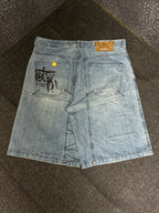 [V0130de] Vintage seltene Bullrot y2k / 2000s blaue baggy jeans shorts