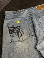 [V0130de] Vintage seltene Bullrot y2k / 2000s blaue baggy jeans shorts