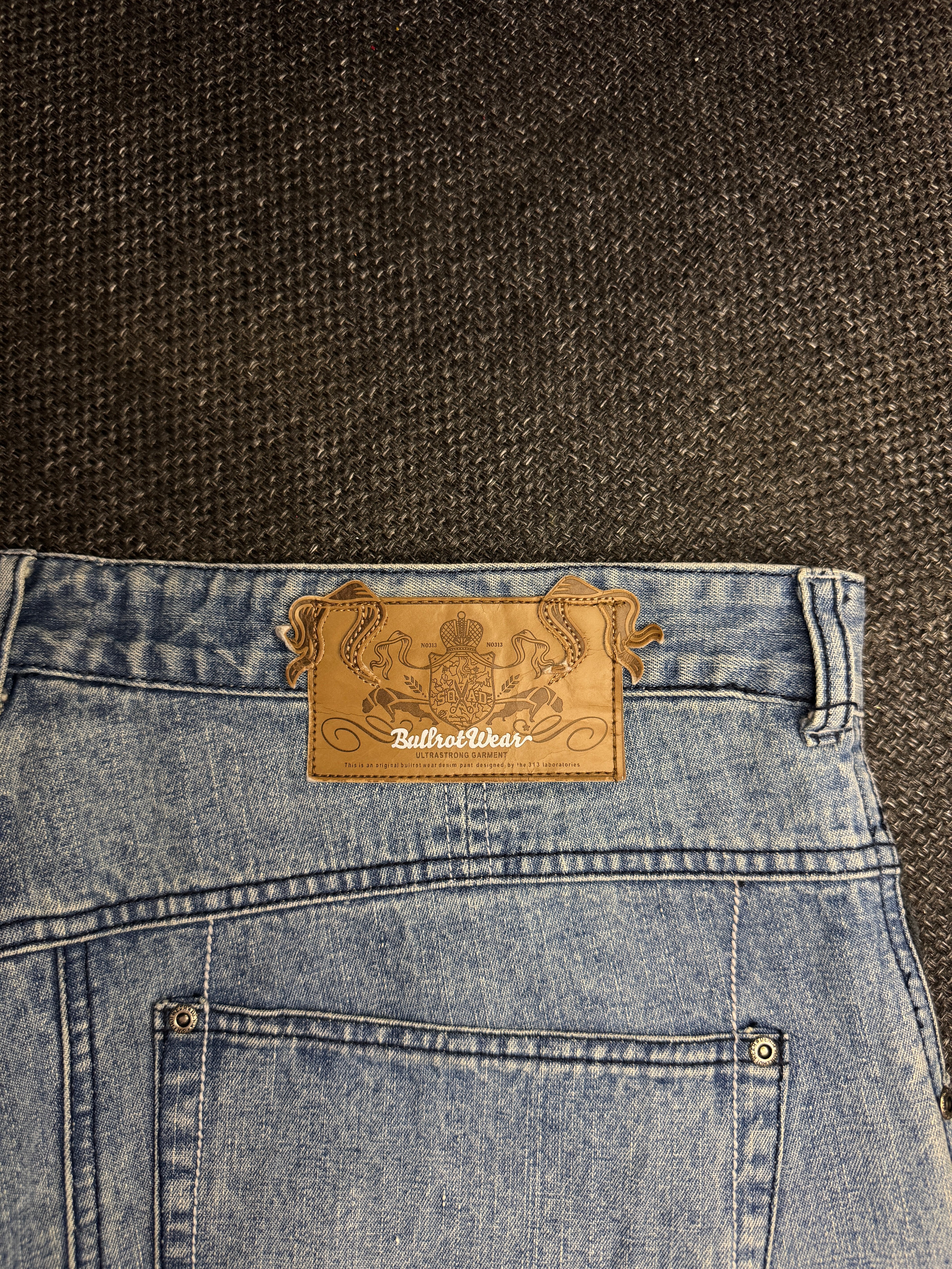 [V0130de] Vintage seltene Bullrot y2k / 2000s blaue baggy jeans shorts